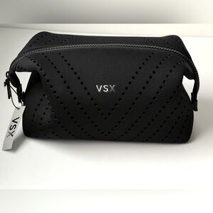 Victoria’s Secret VSX Perforated Neoprene Black Cosmetic Pouch Bag NWT